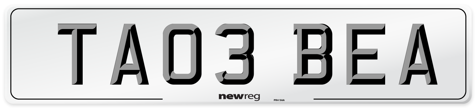 TA03 BEA Number Plate from New Reg
